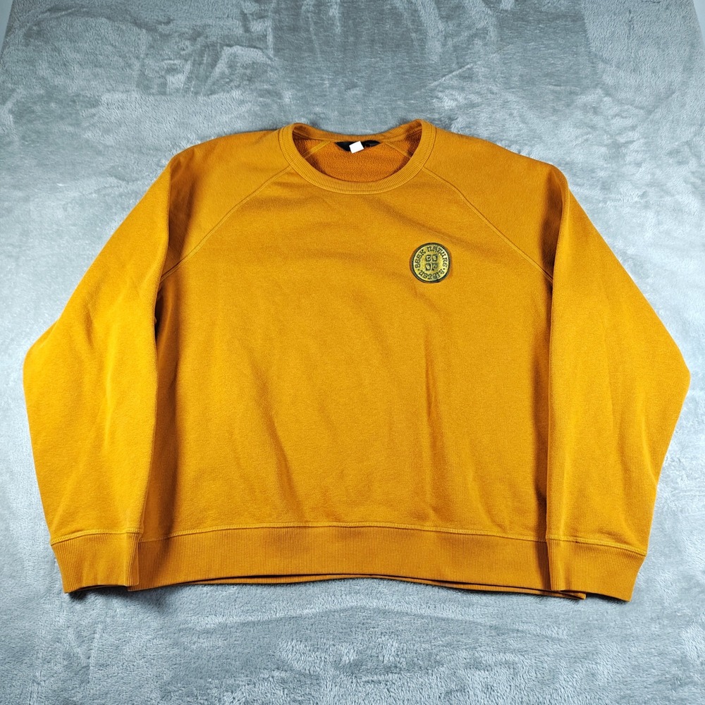 REI Sweatshirt Mens XXL Orange Seek Nature Patch Pullover Fleece Outdoor